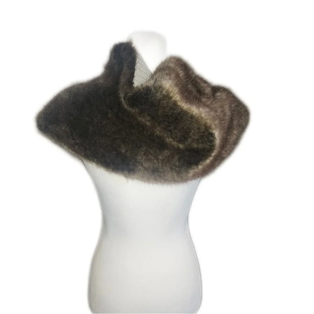 Stella & Dot Faux Fur Brown Reversible Scarf Wrap, EUC